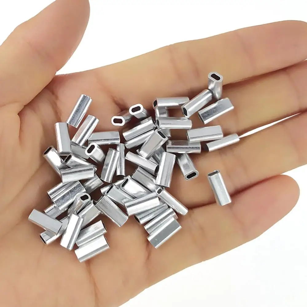 50-pieces rybaření aluminium rukávy 0.8mm-3.4mm oválné rybaření linky překážka rukávy krimpování trubice rybaření konektor