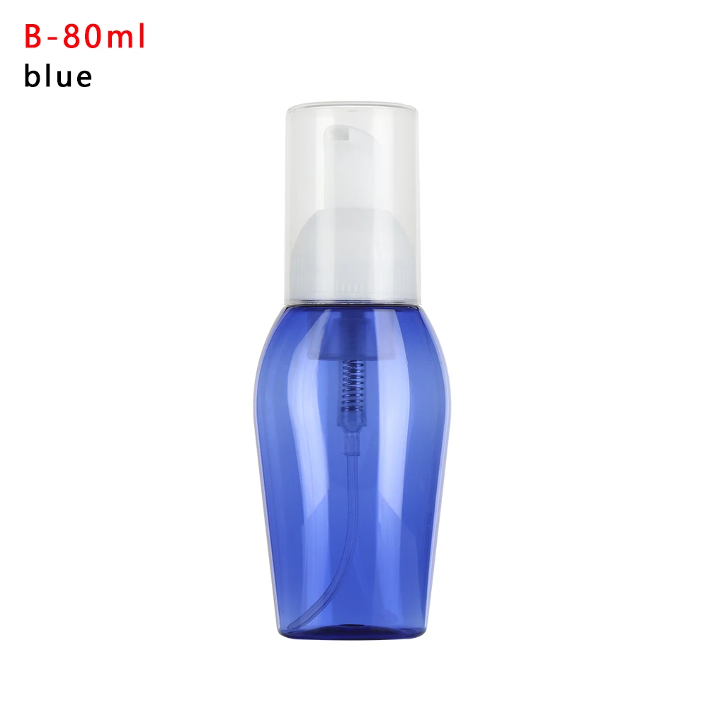 B-80ml blue 50/80/100/150ml прозрачный синий спрей бутылка для жидкого мыла, Мусс лосьон шампунь для геля для душа, пены, бутылка с насосом - Цвет: B-80ml blue