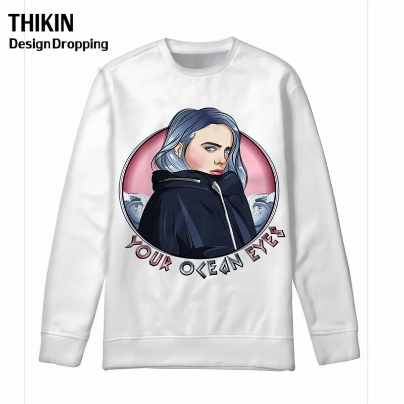 Женский/мужской пуловер с принтом Billie Eilish, модная Толстовка в стиле хип-хоп, певица, Harajuku, спортивный пуловер для подростков, крутая Одежда для девочек, Топ - Цвет: as picture