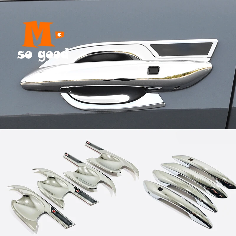 

ABS Chrome/Carbon 4pcs For Hyundai Elantra 2020 2021 Car Handle protect Door Bowl Panel Frame Cover Trim Accessories