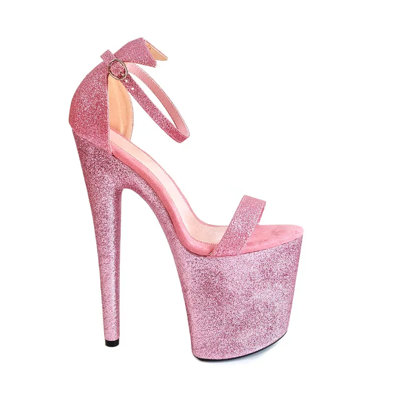 Leecabe/красивая розовая блестящая обувь для танцев на шесте с высоким каблуком 8 дюймов; обувь для танцев на шесте