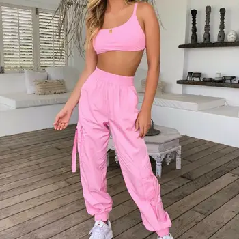 

2Pcs Women Fashion Tracksuits New Summer Backless Sexy Sweatshirt Crop Tops Long Pants Suit Sport Wear Casual Women Sets