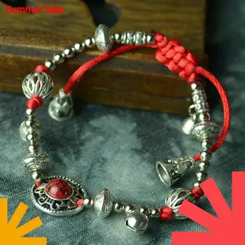 

Vintage Red Stone Anklets For Women Metal Round Beads Rope Chain Ethnic femme Ethnic Fashion Jewelry New Arrival 2017