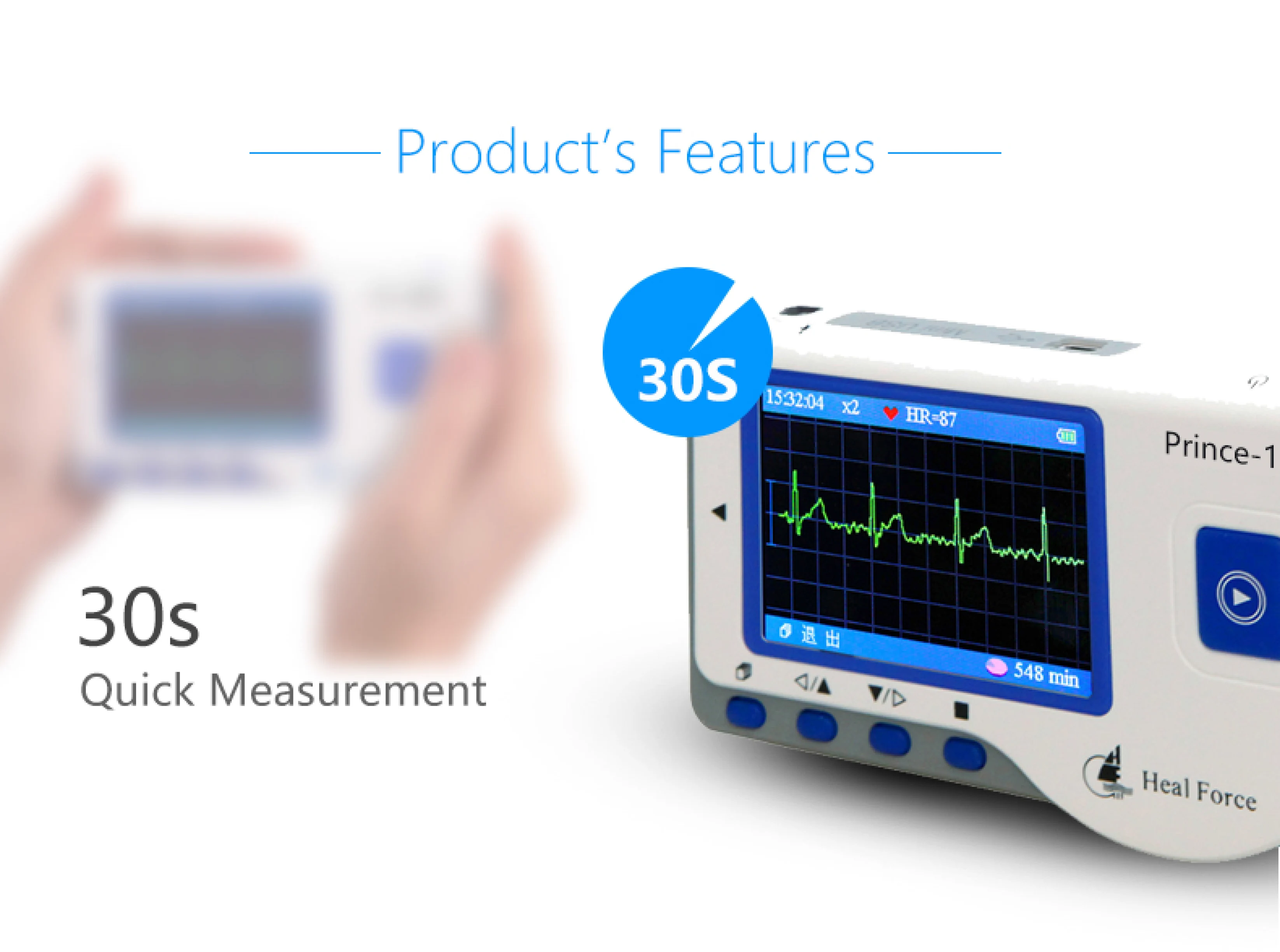 Home Use Health Care Portable handheld Heart ECG Monitor Electrocardiogram 10 Hours Continuous Measurement