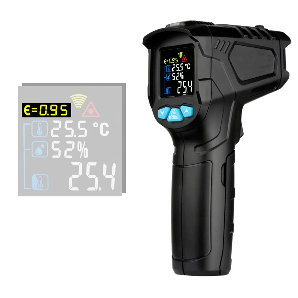 Koop IR01D 50 ~ 800 Celsius Non contact Infrarood Vochtigheid Meter Geven Temperatuur Digitale Thermometer Vochtigheid Meter Pyrometer