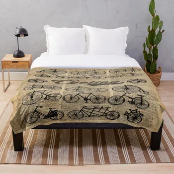 

Retro Bicycles Vintage Illustration Dictio Throw Blanket Soft Sherpa Blanket Bed Sheet Single Knee Blanket Office Nap Blanket