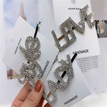 

Personalized Crystal Shiny Rhinestones Word Letters Hair Clips Women Styling Tool Hairgrip Diamond Hair Accessories Clips Clamp