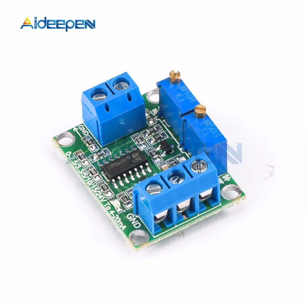 Voltage To Current Signal Conversion Module 0-2.5V/3.3V/5V/10V/15V/24V to 4-20mA Voltage Transmitter Signal Converter Module 4