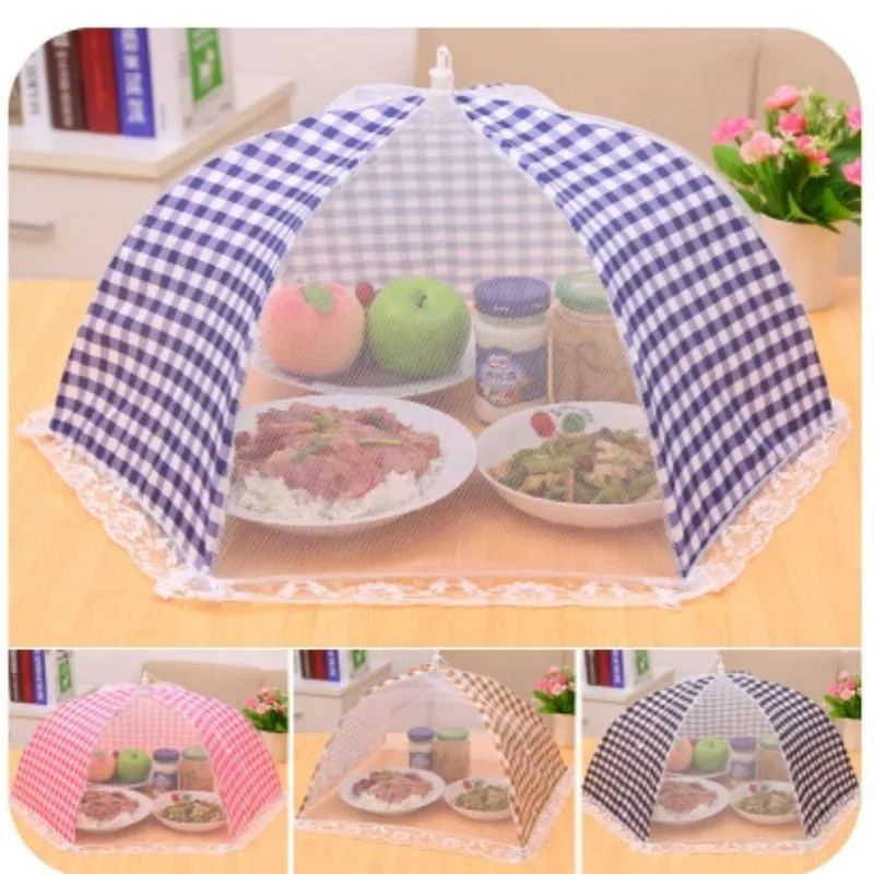 

Kitchen Folded Mesh Food Cover Anti Fly Mosquito Umbrella Hygiene Grid Style Food Dish Cover BBQ Picnic Kitchenware
