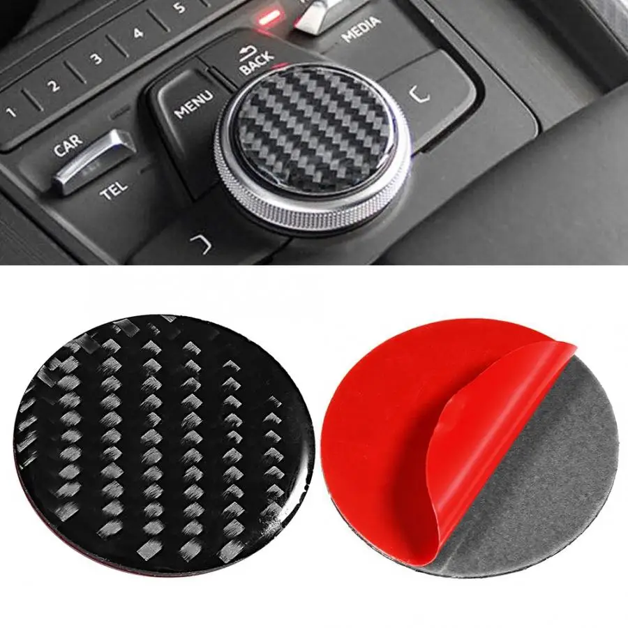 

Carbon Fiber Central Control Multimedia Knob Button Decor Sticker Fits for Audi A3 A4 8V 2014 2015 2016 2017 2018 2019