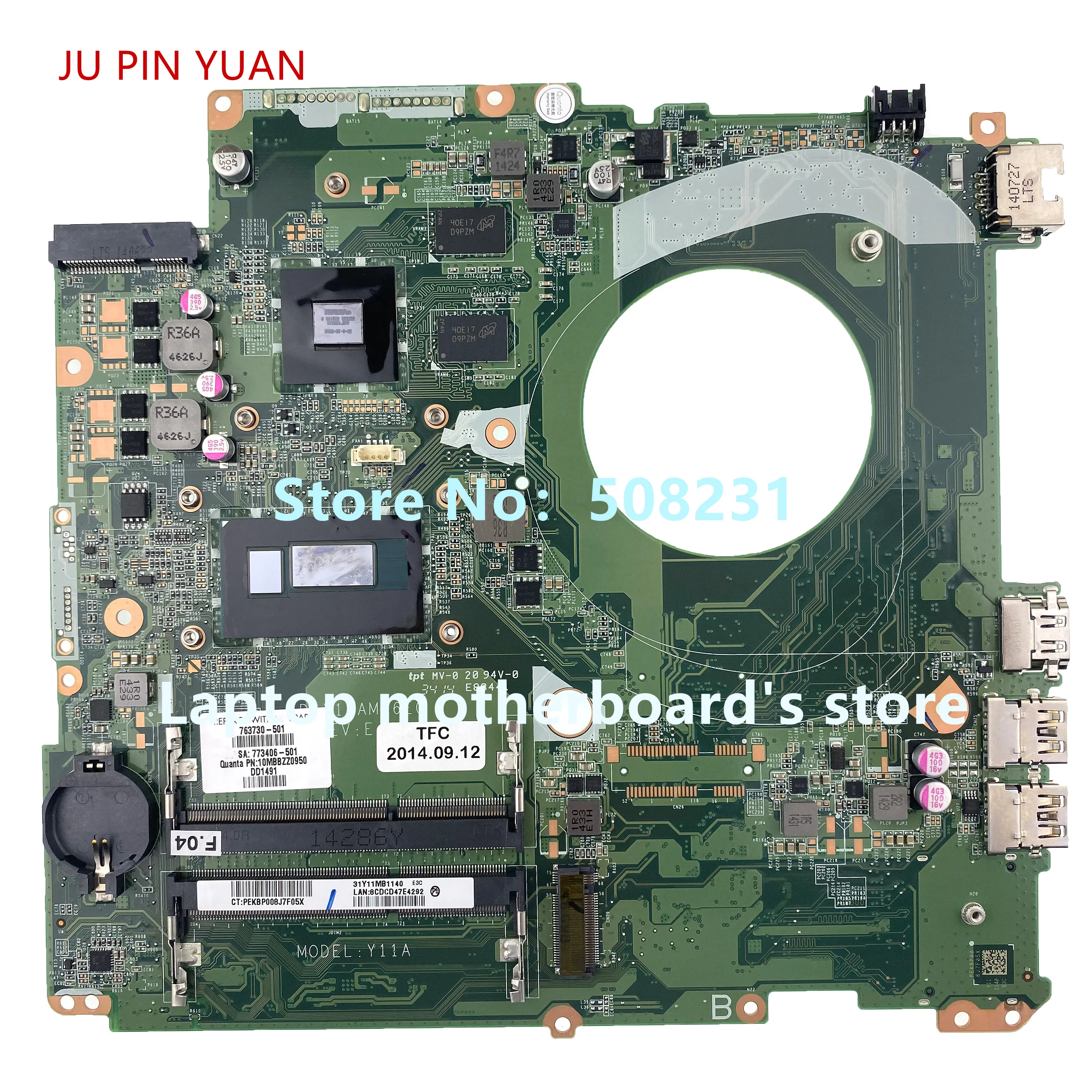Best JU PIN YUAN 763730-501 763730-001 763730-601 DAY11AMB6E0 for HP ENVY 17T-K 17-K Laptop motherboard