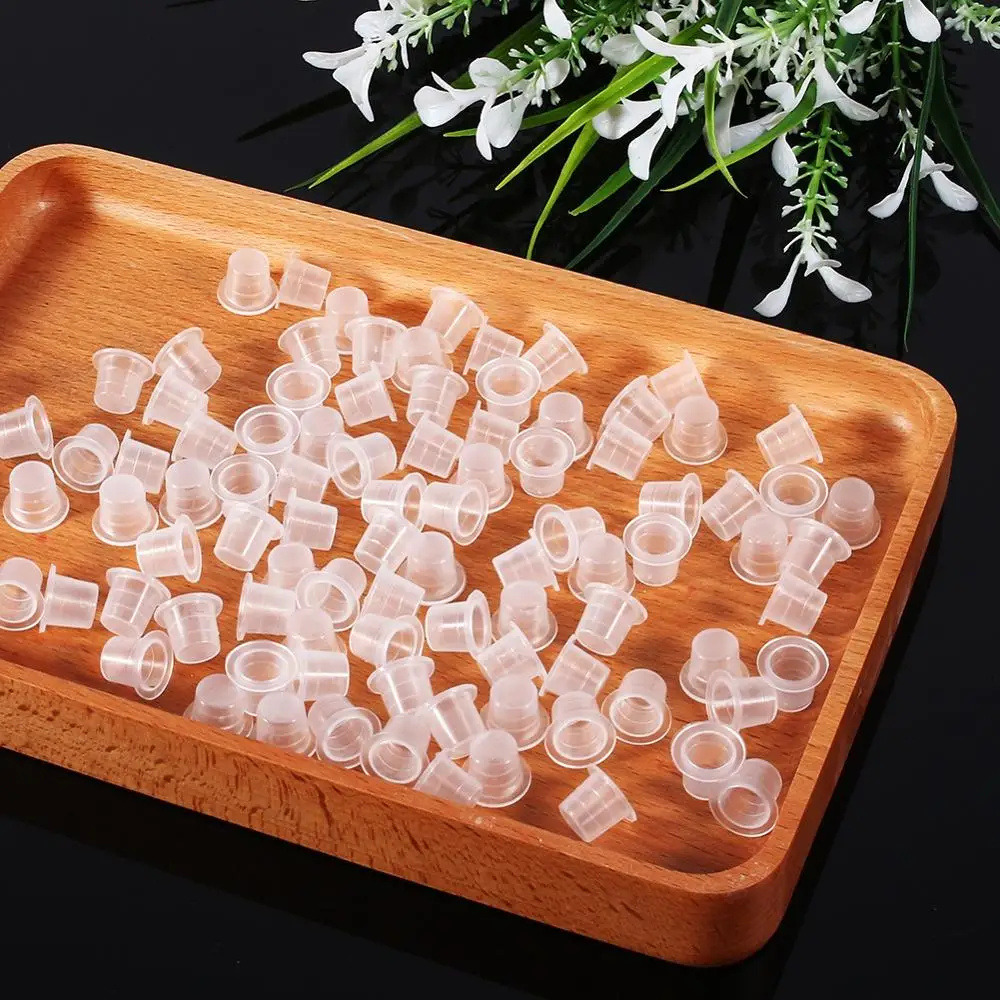 100Pcs S/M/L Татуировка Пластик чернил для татуажа чашки Перманентный макияж пигмент