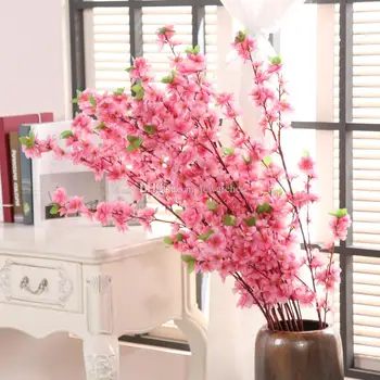 

123cm Artificial Cherry Spring Plum Peach Blossom Branch Silk Flower Home Wedding Decorative Flowers Plastic Peach Bouquet