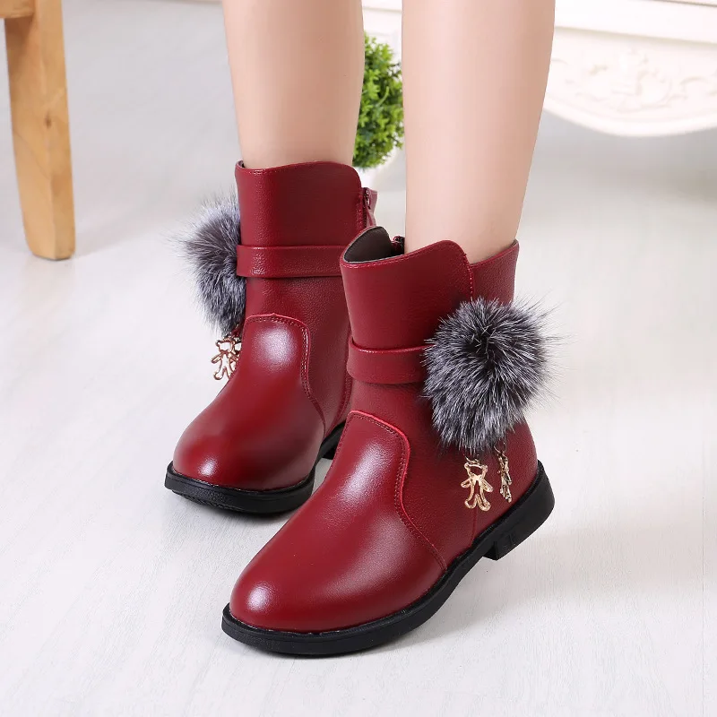 

Girls Boots Autumn and Winter New Little Girl Princess Booties Plus Velvet Warm Children Snow Boots Non-slip