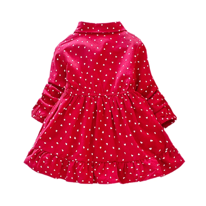 3 цвета, Осеннее Повседневное платье в горошек с длинными рукавами для маленьких девочек вечерние платья принцессы для малышей