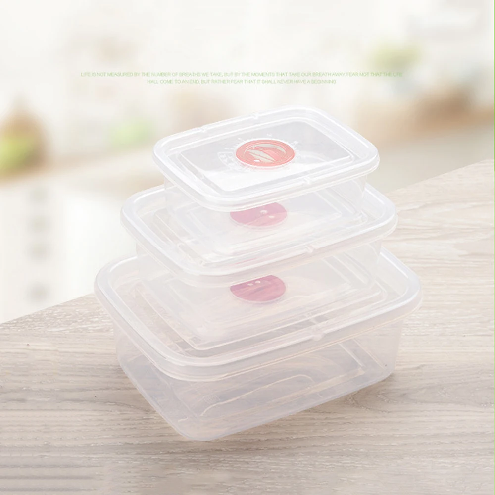 

3 PCS Multi-size Plastic Storage Box Bean Grain Food Container With Cover Transparent Crisper