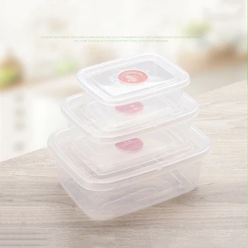 

3 PCS Multi-size Plastic Storage Box Bean Grain Food Container With Cover Transparent Crisper