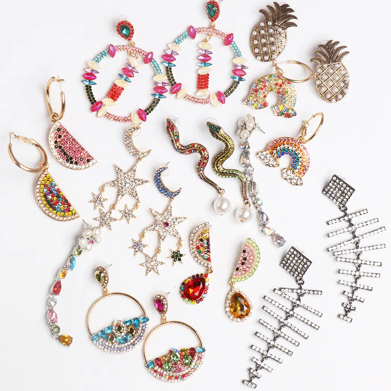 

FASHIONSNOOPS za Crystal Drop Earring Women Geometric Boho Trendy Dangle Earring Wholesale Handmade Jewelry