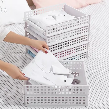 

1Pcs Stackable Wardrobe Storage Basket Layered Clothes Storage Box Bedroom Closet Storage Basket Toy Storage Box