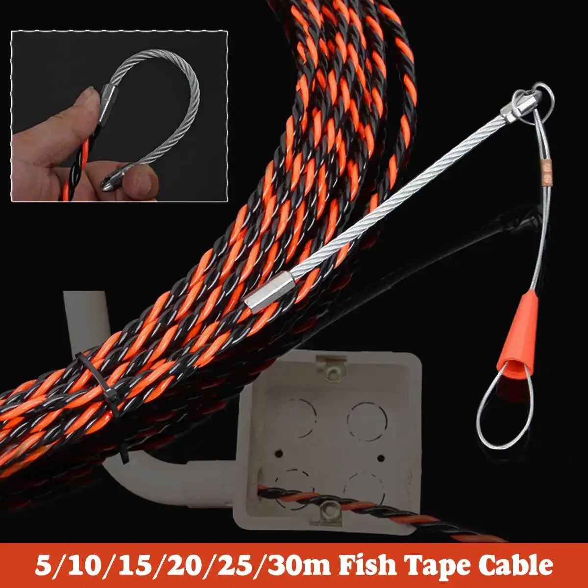 6mm 5/10/15/20/25/30 cm câble extracteur poisson bande câble fibre de verre poisson bande bobine extracteur fibre de verre métal mur fil conduit 25 M 