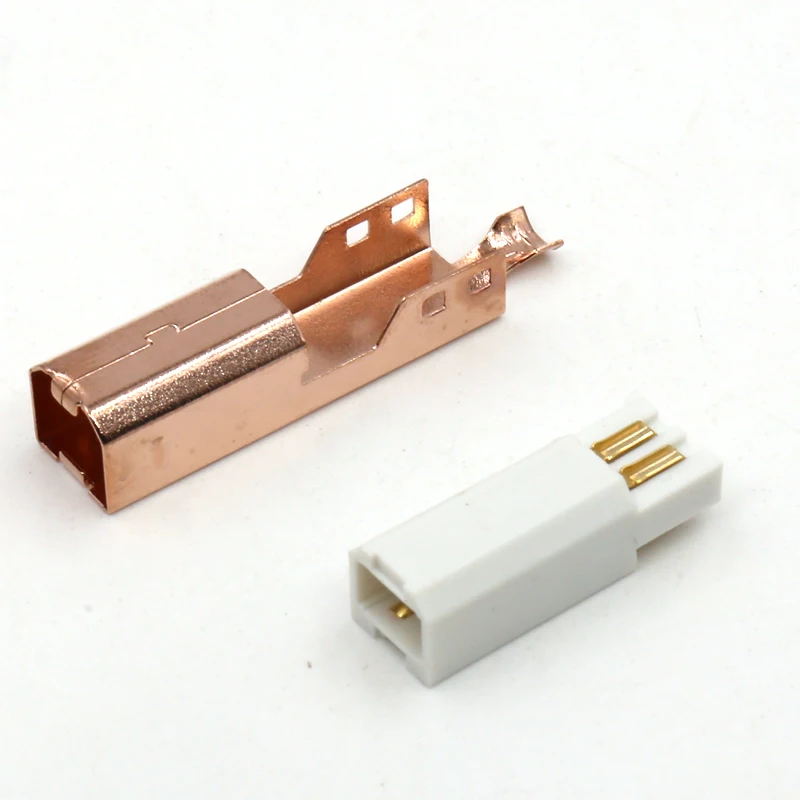 Один комплект Tellurium медь Розовая позолота USB A+ USB B Тип A-B разъем, DIY USB кабель Разъем