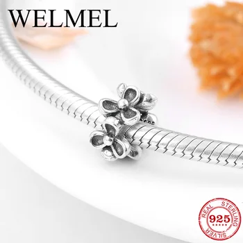 

925 Sterling Silver fashion hollow out Trifoliate flower shape beads Fit Original European Charm Bracelet Jewelry making