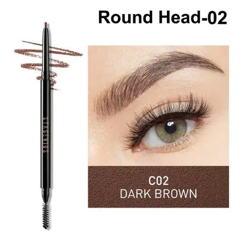 2 Round Head STAGENIUS водостойкий стойкий двойной карандаш для бровей, инструмент для макияжа, косметическая основа для глаз, сверхтонкий карандаш для бровей, портативный - Цвет: 2 Round Head