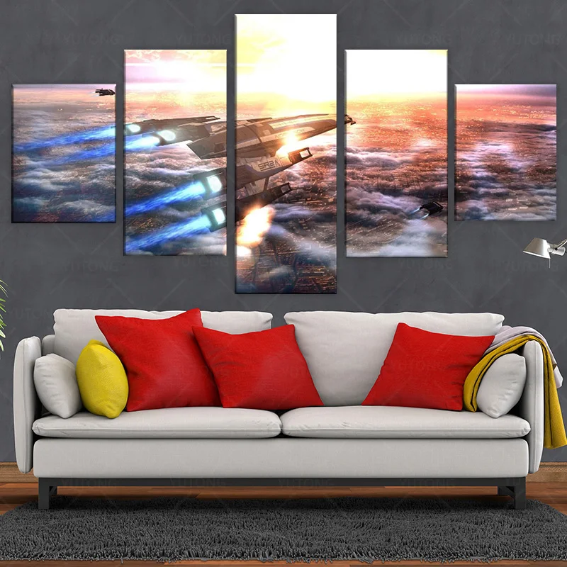 TopRated Wall Art Canvas Printed Paintings Modular Style 5 Pieces Mass