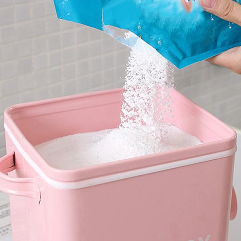 ABUI-New Kitchen Bathroom Storage Organizer 5L Grain Rice Storage Container Washing Powder Container Sealed Box with Spoon