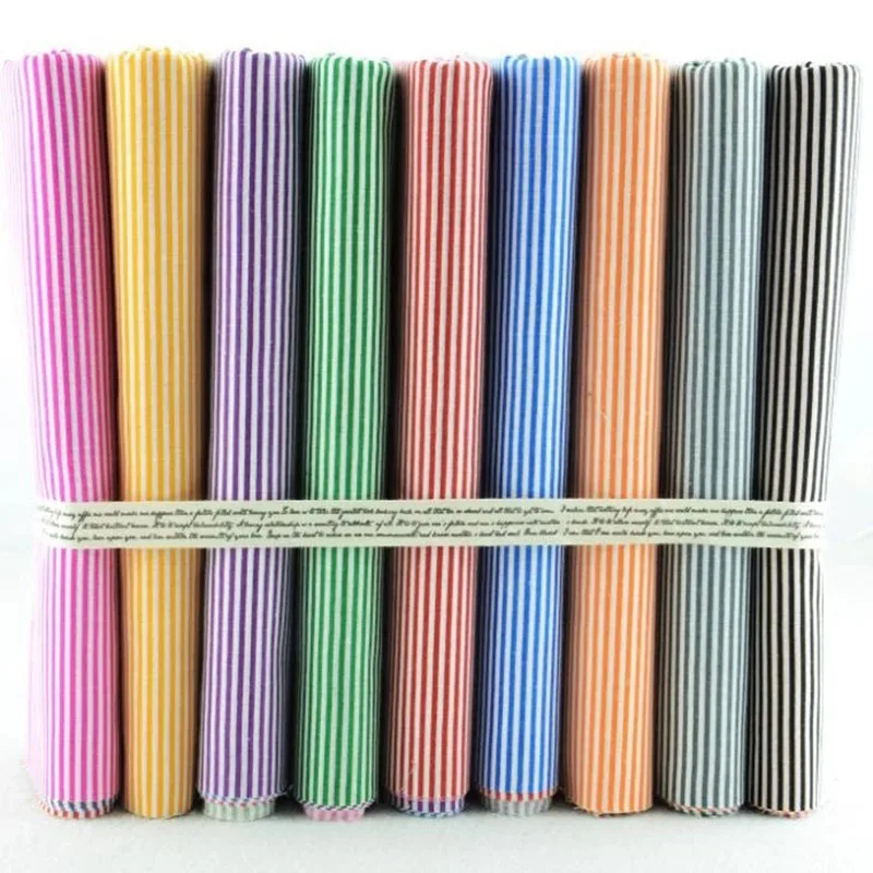 Booksew 9 Colors 50CMx50CM Cotton Fabric Set "Must-have Stripe" Bundle Tilda Quilting Scrapbooking Patchwork Cloth