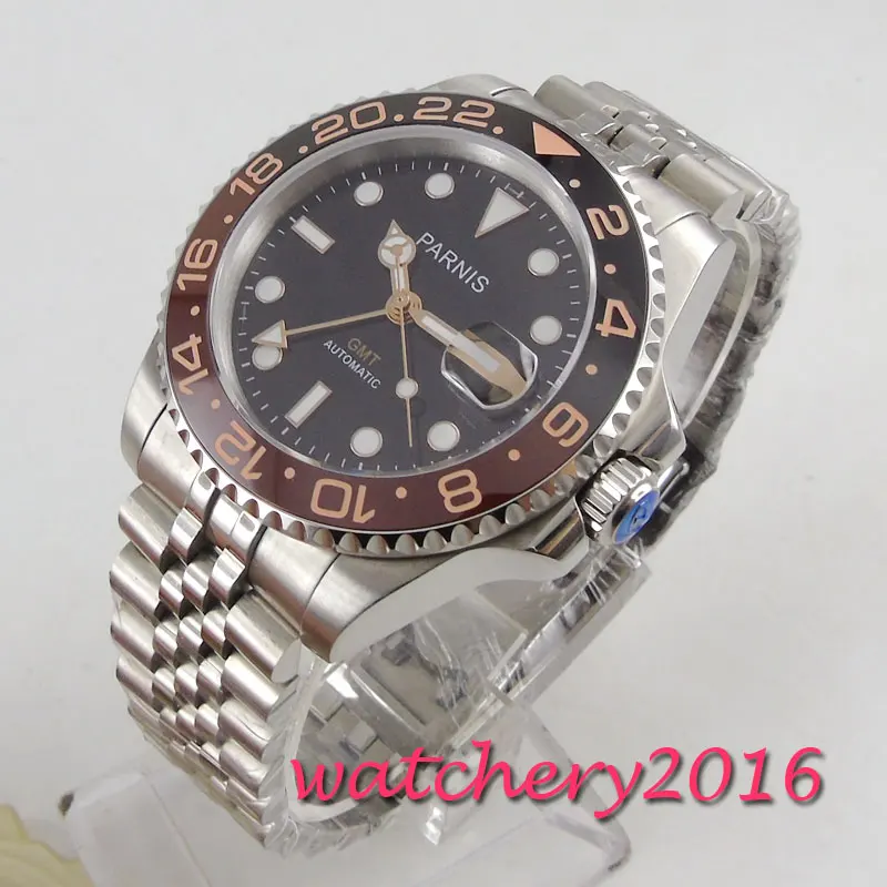Parnis 40mm Automatic Mechanical Men's Watches GMT Sapphire Crystal Diver Man Watch relogio masculino Role Luxury Men Clock afbeelding