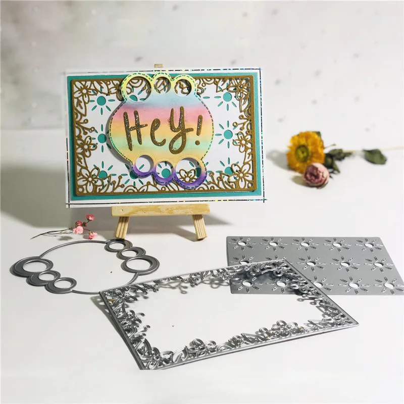 

Naifumodo Lace Flower Frame Dies with Letter Best Wishes Metal Cutting Dies for DIY Scrapbooking Card Album Embossing Die Cut