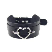 Новинка, воротник из искусственной кожи, широкий шейный ремень, регулируемый пояс, связывание, 40 см, связывание, большое металлическое сердце, сексуальный пояс на шею
