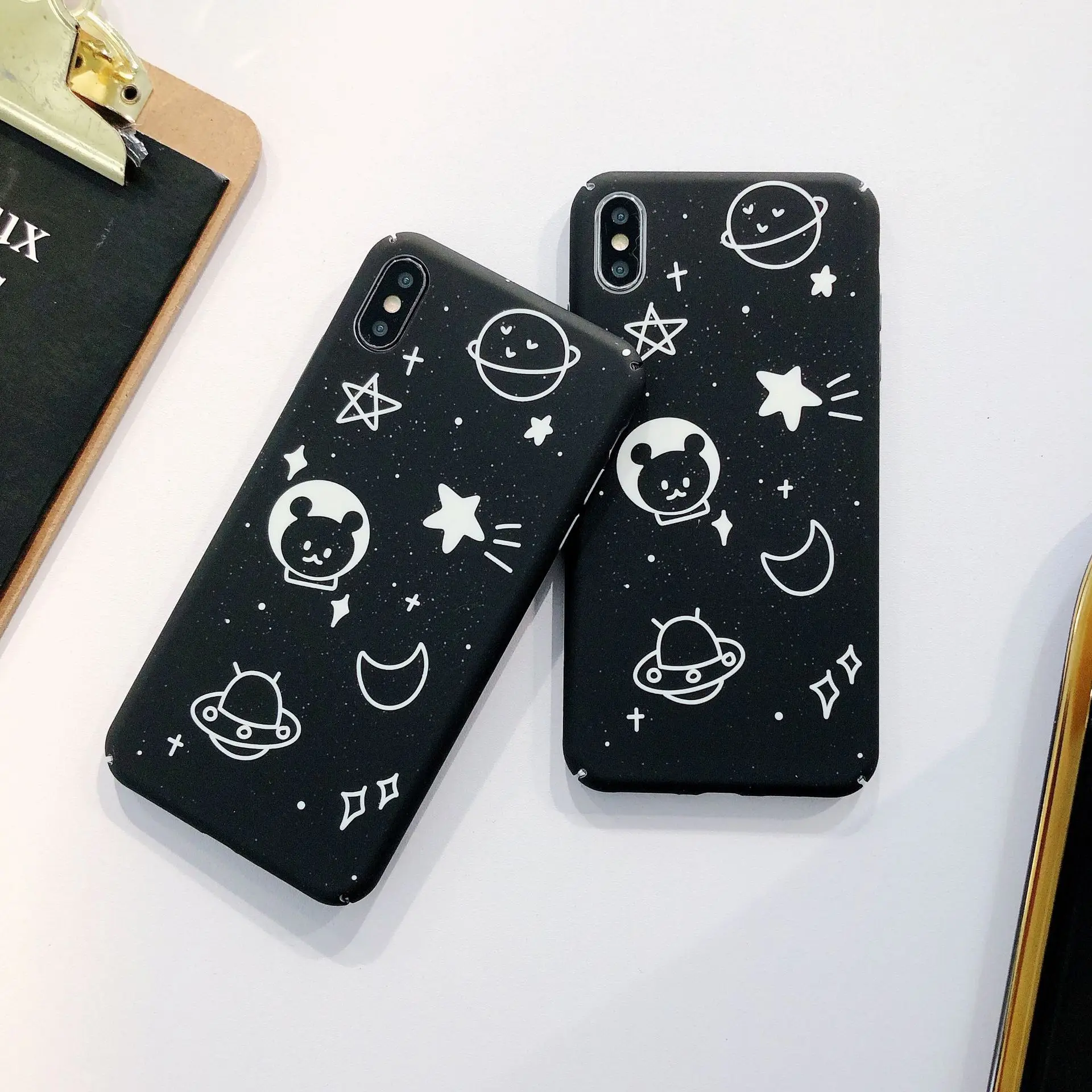 Черная задняя крышка для iphone 11 Pro Max 6 6s 7 8 Plus XR X XS чехлы телефонов мультяшная луна