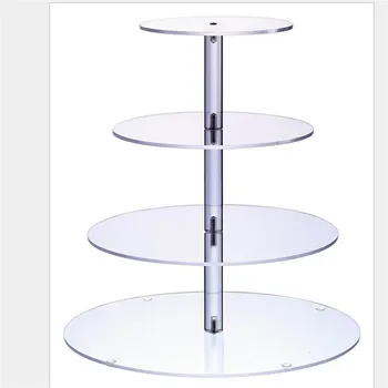 

2020 HOT Functional 4-layer round acrylic cake stand, wedding festival fruit display stand, transparent cake stand