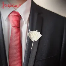 Европейская свадебная бутоньерка для жениха перламутровая корсаж настраиваемая лента цвета слоновой кости Роза церемония цветок человек брошь на костюм брошь X994-J