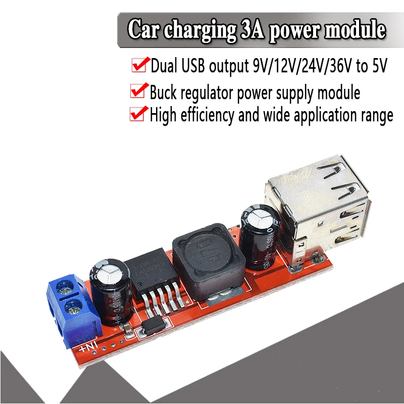 DC-DC 12V To 5V Car Double Dual USB Module Output Power Adapter Converter 3A 