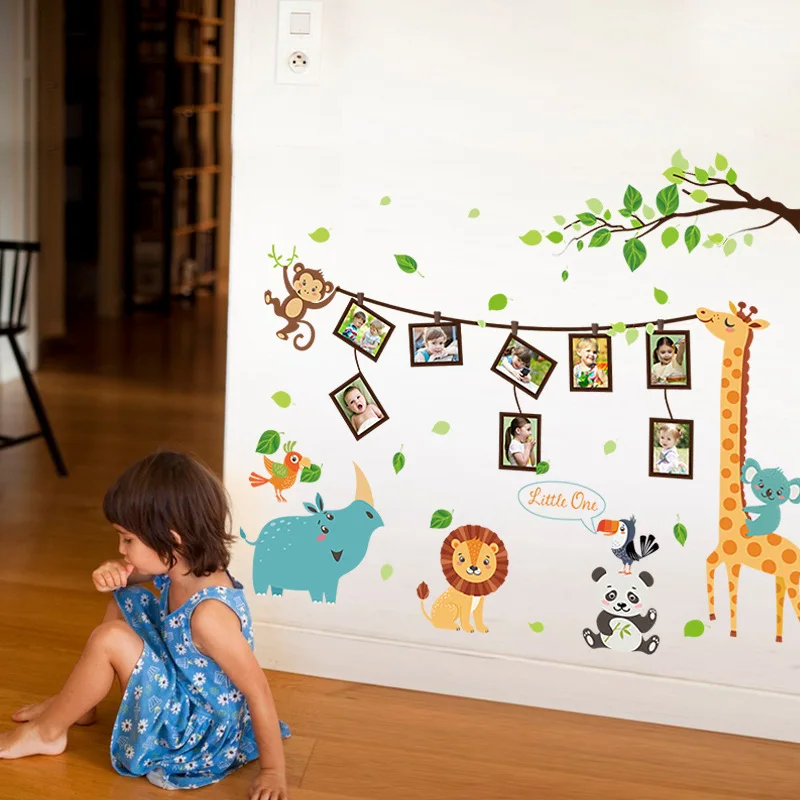 SK9206 Giraffe Photo Wall Stickers Kindergarten Classroom CHILDREN'S Room Cartoon Animal Frame Decoration Wall Stickers