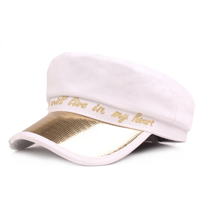 XdanqinX New Couple Hat Elegant Women's Trendy Fashion Letter Caps Army Military Hats Men's Flat Cap Student's Snapback Cap