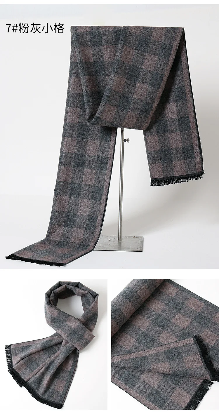 Luxury Brand winter Plaid Cashmere Scarf for Men Warm Neck Scarfs  Male Business Scarves Long Pashmina Christmas Gifts