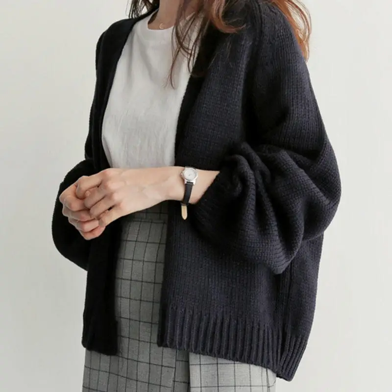 

Warm Knitted Cardigan Women Sweater Loose Long Sleeve Sweater Knitted Cardigan Female Casual Loose Cardigans Sweater Women Q1794