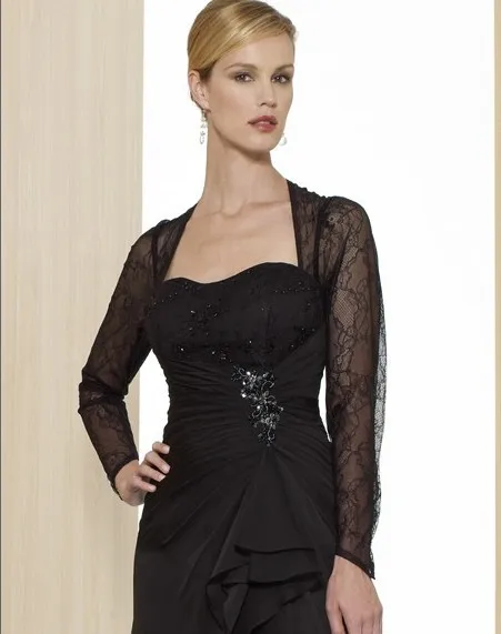 Хит, vestido de festa formales, Новое поступление, черные длинные шифоновые кружевные Элегантные вечерние платья с длинным рукавом для матери невесты