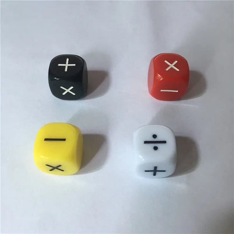 4Pcs/set New Addition and Subtraction Symbol Dice Operation Baby Teaching Assistant Props 16mm Multiplication and division Dices