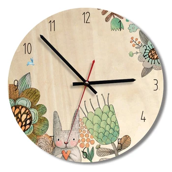 

Creative Cartoon Wall Clock For Home Decoration Nordic Style Frameless Wooden Clock For Room Decor