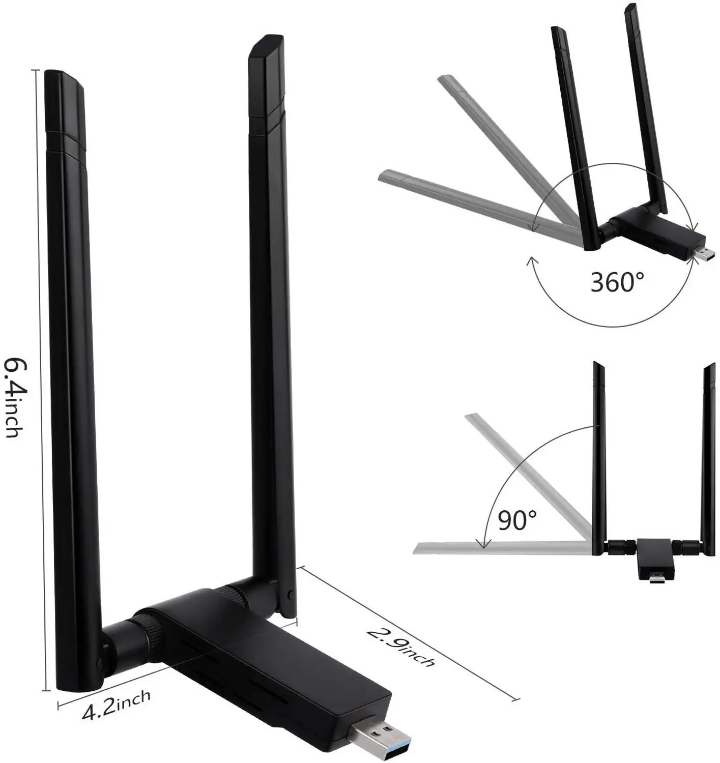 JZYuan WIFI USB адаптер 5 ГГц двухантенная сетевая карта 1200 Мбит/с 3 0 Новая беспроводная
