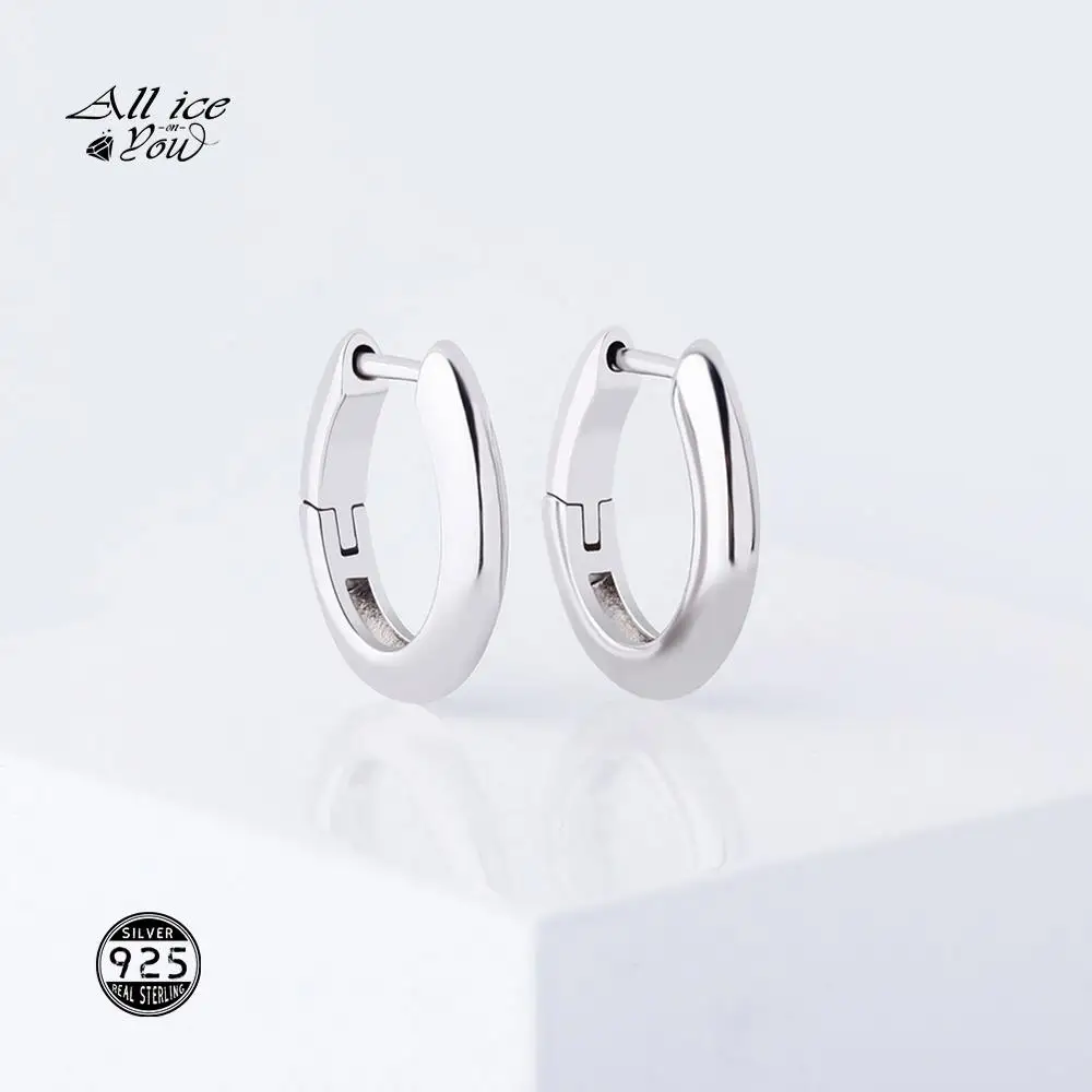 

ALLICEONYOU 925 Sterling Silver High Quality Iced Out Cubic Zirconia Smooth Ring Earring Hip Hop Fashion Jewelry Elegant Gift