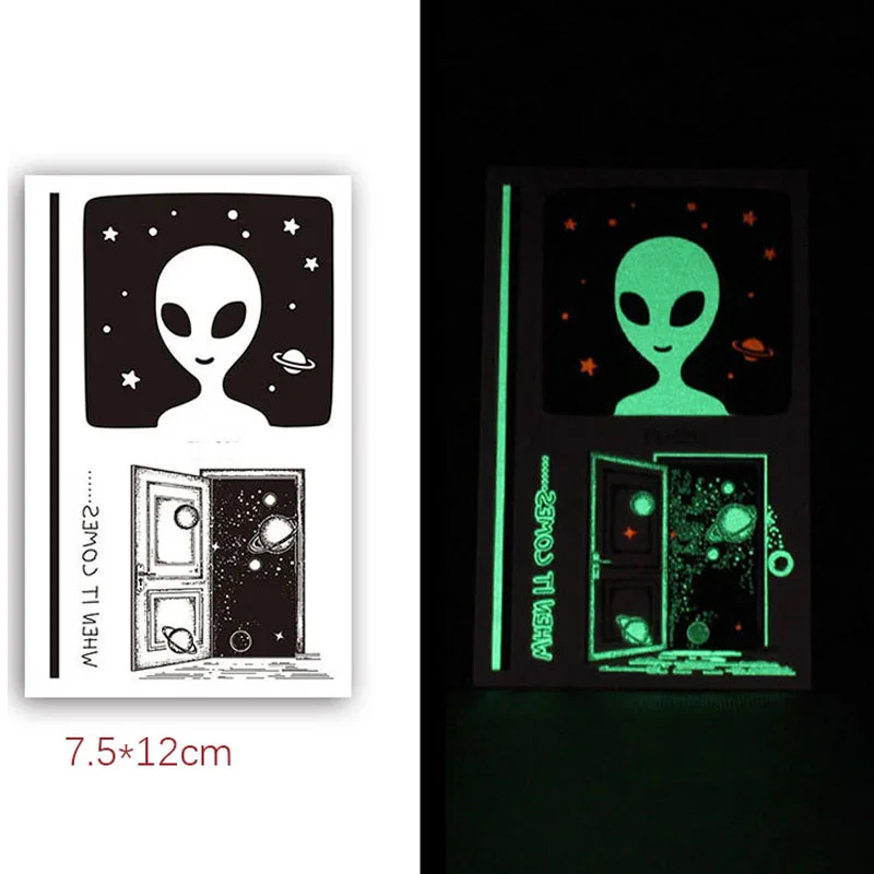 Luminous Tattoo Stickers Ins Star Moon Planet Saturn Water Transfer Waterproof Temporary Tatto Body Art for Men Women Kids