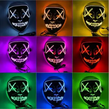 

1 pcs Neon Mask LED Light Up Party Masks Black Background Cold Light Mask Great Funny Masks Festival Cosplay Costume Supplies