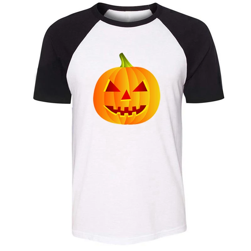 Happy Halloween Evil Pumpkin Lantern Cartoon Candy Punk Double Ax Guys Printing T Shirt Graphic Tee Short Sleeve Cotton Tshirts | Мужская