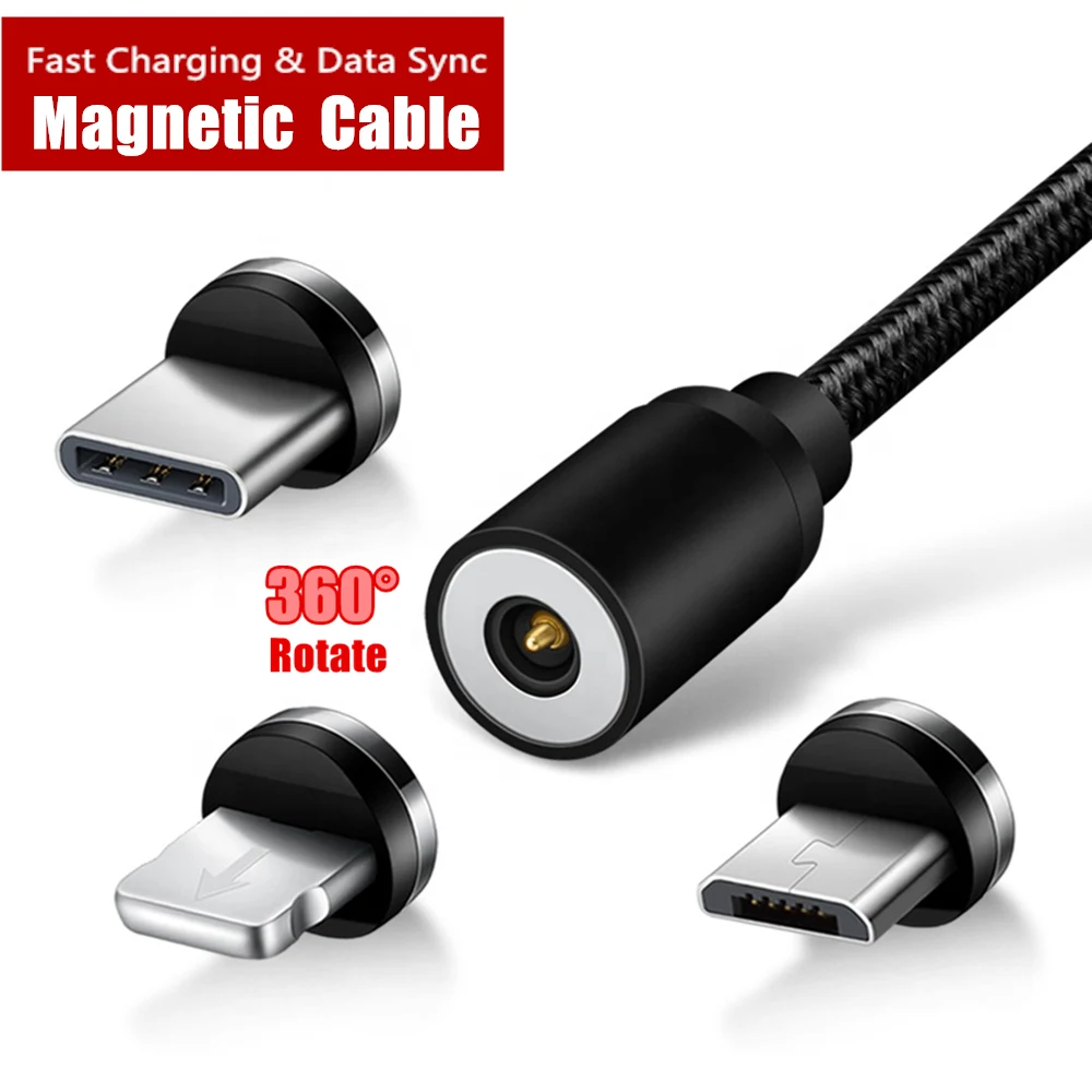 Магнитный кабель для быстрой зарядки iphone/Micro USB/Type C переходник зарядного